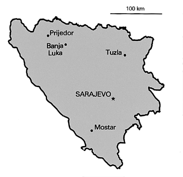 [Country map of Bosnia and Herzegovina]