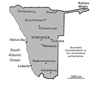 [Country map of Namibia]
