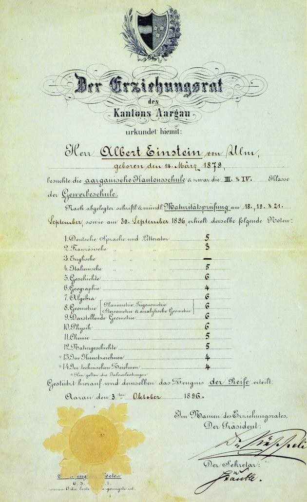 Albert Einstein's school report