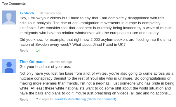 These are presently the top two comments on the video.