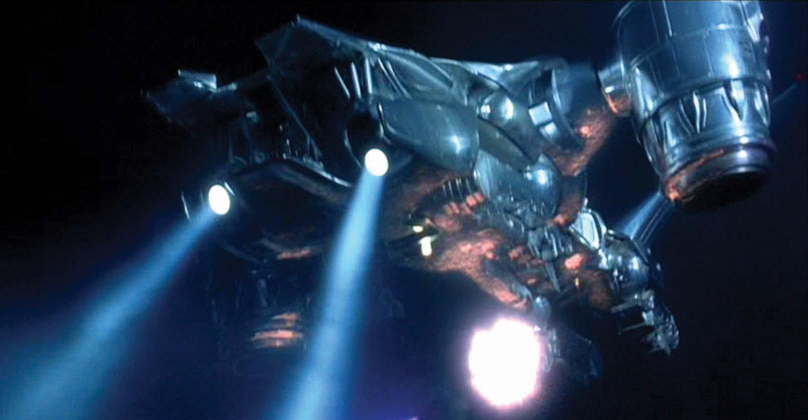 Hunter-Killer drone ship from the Terminator films.