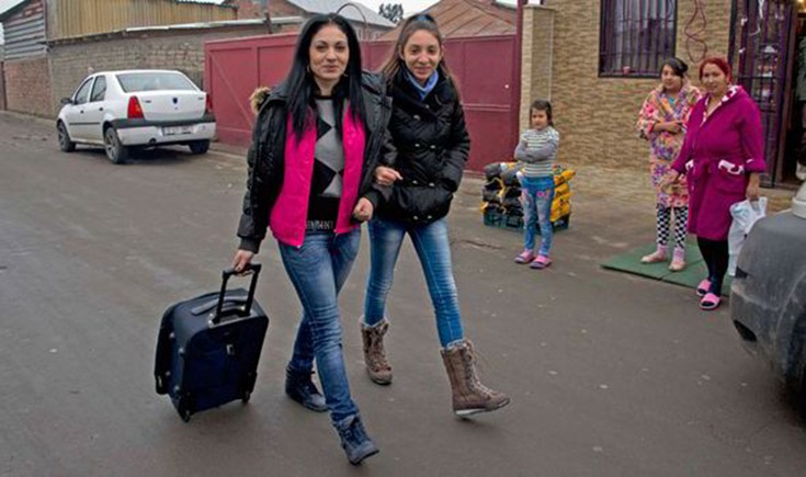 A mother and daughter set their sights on travelling to the UK from the Romanian village Jilava [JONATHAN BUCKMASTER]
