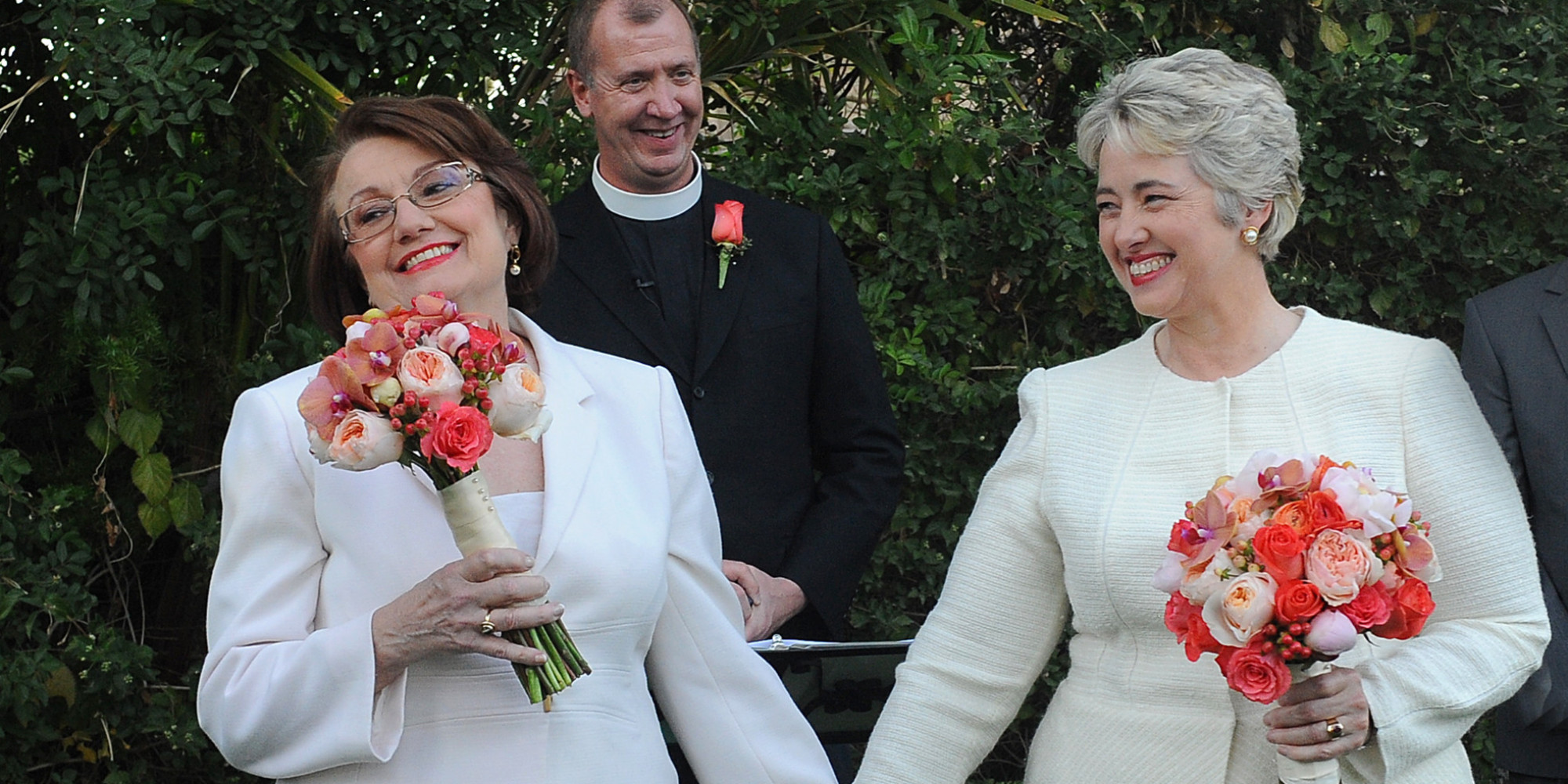 Mayor Annise Parker, right, at her "wedding".