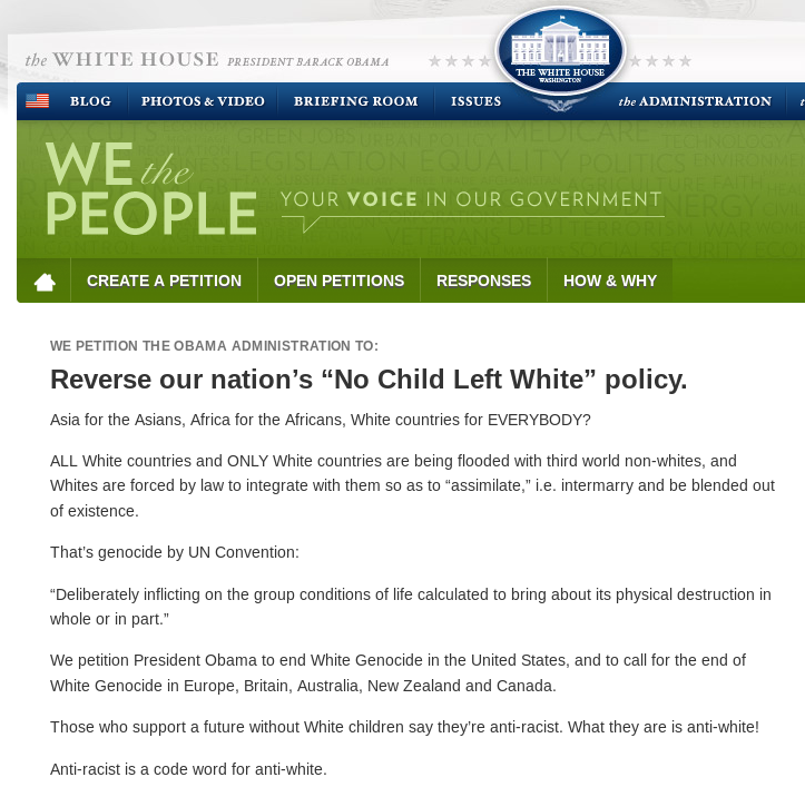 Mr. President, please, please, please stop genociding us.