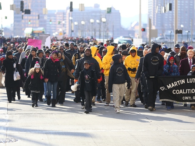 The MLK Day march in nearby Cincinnati - looks to me like these people should be arrested before they start rioting and looting!