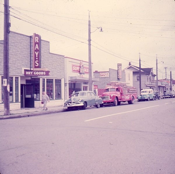 Take a step back into 1950s Steveston in this view of the north side of Moncton St., east of First Ave.