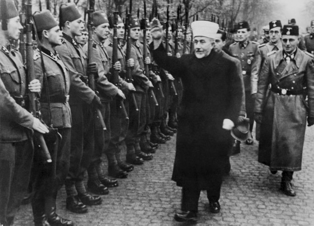 Grand Mufti of Jerusalem Amin el Husseini reviews Bosnian troops who volunteered in the Waffen SS.