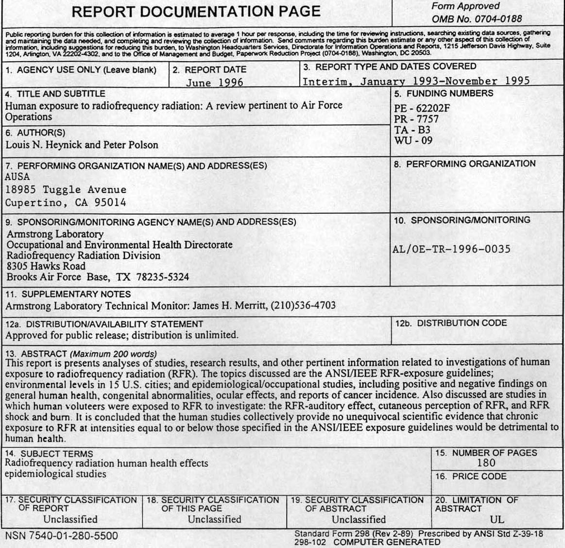 REPORT DOCUMENTATION