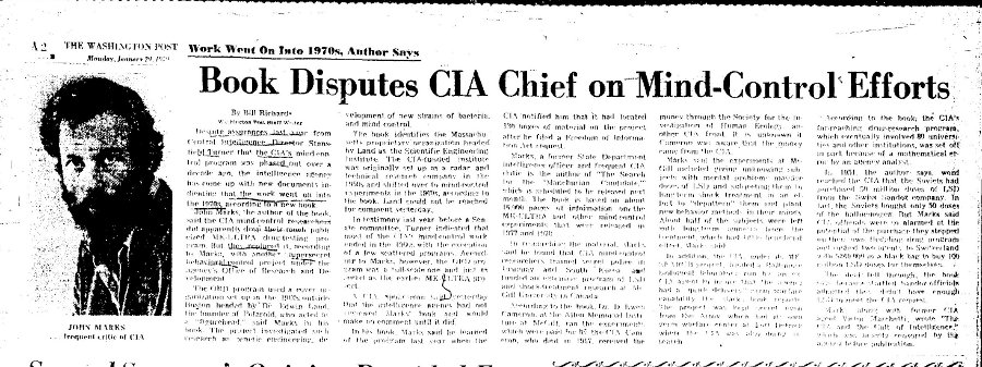 Government mind control was in the news in the 1970s and 1980s