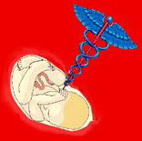 Fetus stabbed in heart with American Medical Association symbol