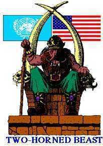 Beast upon a throne between two horns