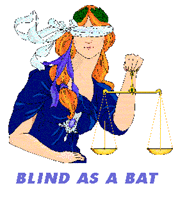 Blindolded justice system and balance scales.
