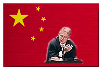 Chinese national flag with Clinton on it