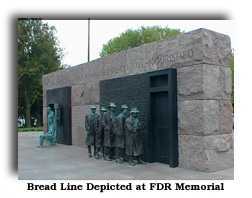 Depression era, FDR memorial, and a food line.