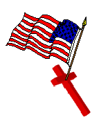 American 
flag stuck in the cross