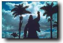 Prophet pointing towards the heavens