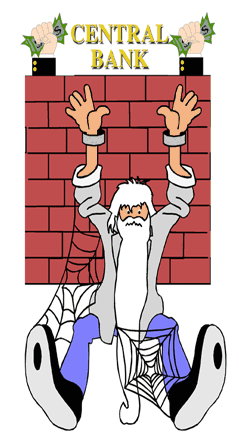 Man in shackles by the Bank