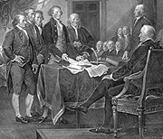 Founding Fathers signing the Declaration of Independence
